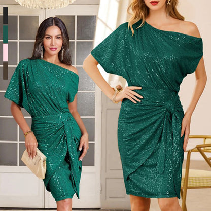 💃Einseitiges, funkelndes Partykleid für Damen mit Pailletten✨