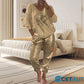 2-teiliges Damen-Set: Devil's Eye Goldfolien-Oberteil und Pailletten-Hosen-Set cetaut