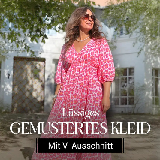 🌈🌻Sommer-Hot-Sale - 51% Rabatt🌸Damenkleid mit V-Ausschnitt und Druck cetaut