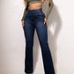 Stretch-Schlagjeans mit hoher Tailles cetaut
