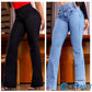 Stretch-Schlagjeans mit hoher Tailles cetaut