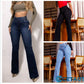 Stretch-Schlagjeans mit hoher Tailles cetaut