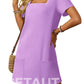 🌷 LETZTER TAG IM ANGEBOT: 49% RABATT!! 🏝️ Frauen Casual Kleid mit quadratischem Ausschnitt und kurzen Ärmeln, inklusive Taschen. cetaut