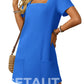 🌷 LETZTER TAG IM ANGEBOT: 49% RABATT!! 🏝️ Frauen Casual Kleid mit quadratischem Ausschnitt und kurzen Ärmeln, inklusive Taschen. cetaut