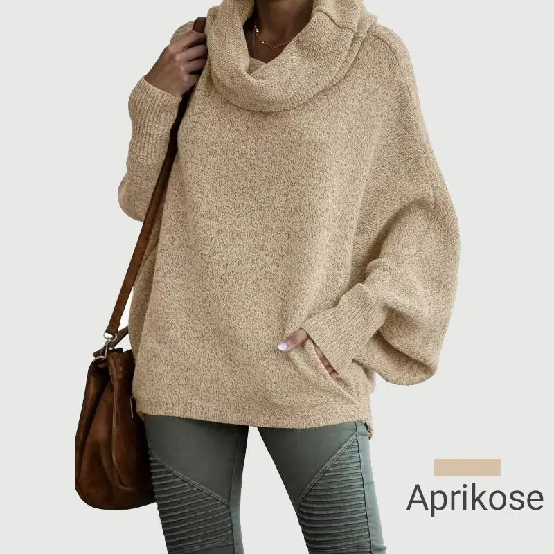 🔥Damen Fledermausärmel Pullover mit Rollkragen und Taschen cetaut