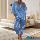 2-teiliges Damen-Set: Devil's Eye Goldfolien-Oberteil und Pailletten-Hosen-Set cetaut