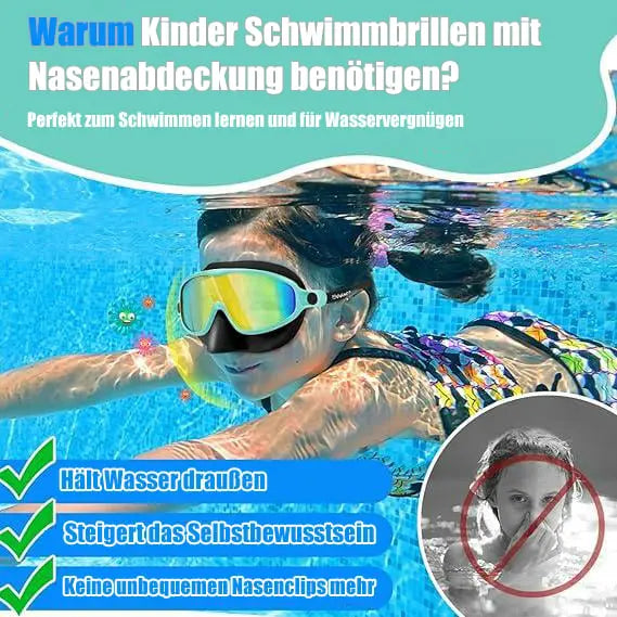 🔥Letzter Tag: 49% Rabatt🏊‍♀️HD-Schwimmbrille für Kinder mit großem Rahmen, wasserdicht und beschlagfrei cetaut
