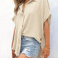 🔥Hot Sale 50% OFF🔥Women's Casual Button Short Sleeve Slit Hem Shirt Solid Color Tops cetaut