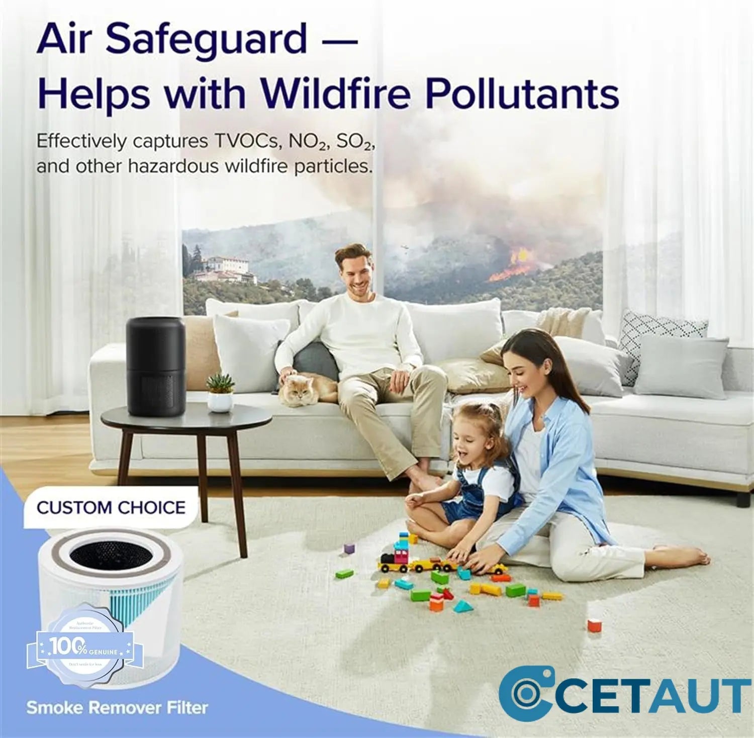 HEPA 13 Luftreiniger gegen Pollen & Rauch | 240m³/h | 24dB Nachtmodus | 50% Rabatt cetaut