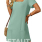 🌷 LETZTER TAG IM ANGEBOT: 49% RABATT!! 🏝️ Frauen Casual Kleid mit quadratischem Ausschnitt und kurzen Ärmeln, inklusive Taschen. cetaut