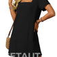 🌷 LETZTER TAG IM ANGEBOT: 49% RABATT!! 🏝️ Frauen Casual Kleid mit quadratischem Ausschnitt und kurzen Ärmeln, inklusive Taschen. cetaut