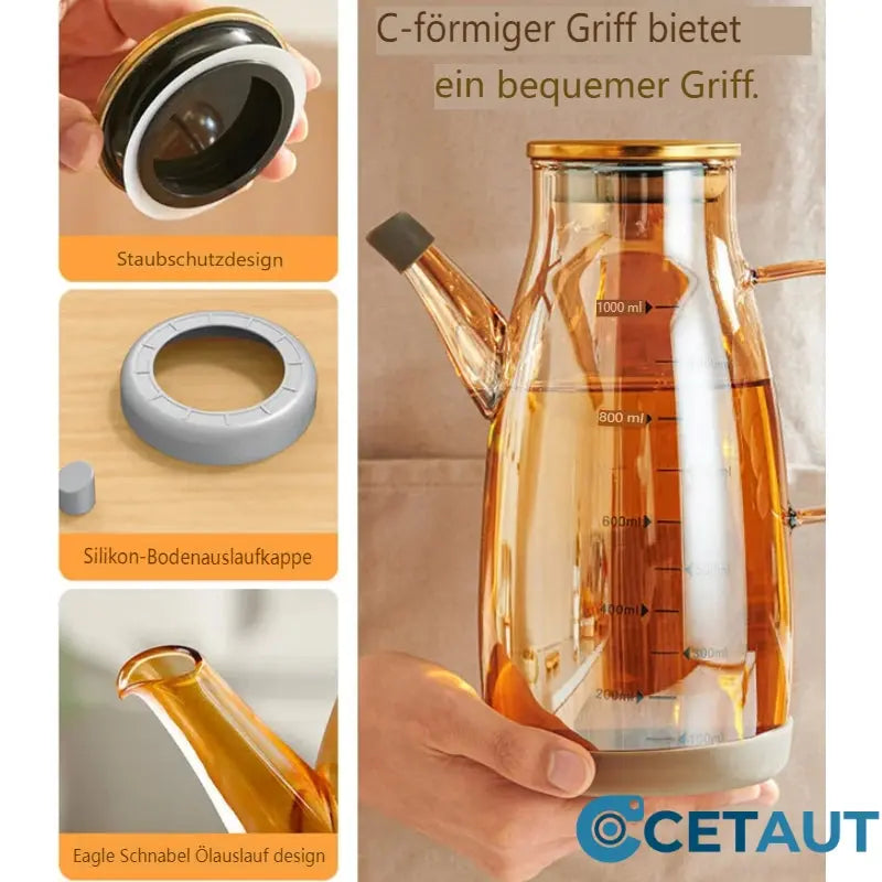 🌱 Präzise Tropfen, null Flecken: Dein ölfreies Küchenglück!——Ölspenderflasche mit tropffreiem Auslauf cetaut