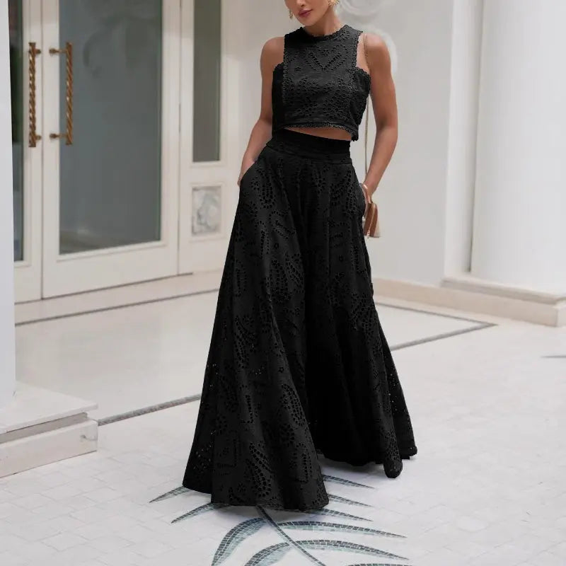 🌿👗2025 neue Produkte🔥 2-teiliges Set aus ärmellosem Top mit Cut-outs und fließendem Rock🌸💖 cetaut