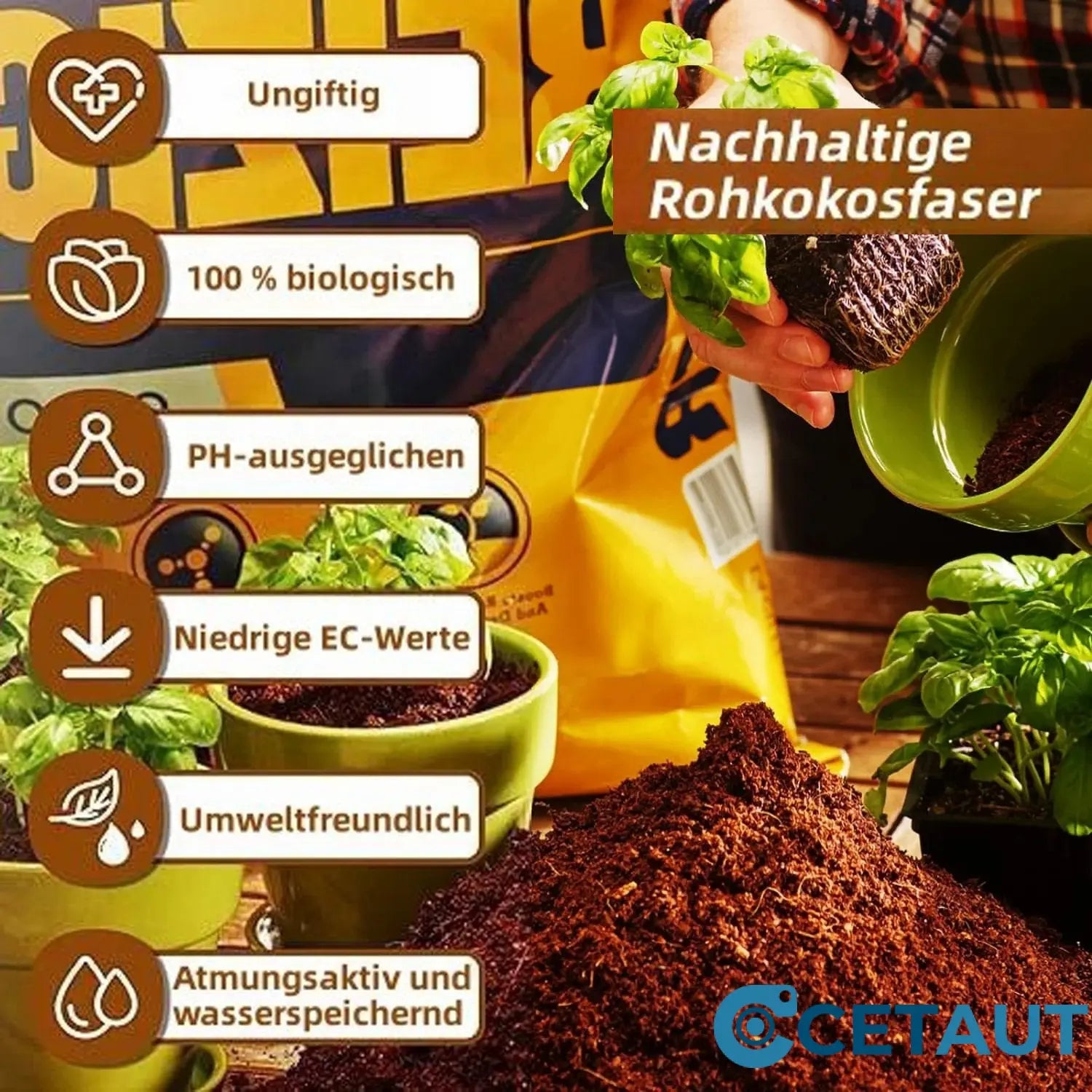 🔥Natürlich wachsen, einfach glücklich!⏰ Organische Kokosnussschalen für Pflanzen🥥🌱 cetaut