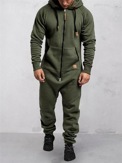 Kapuzen-Fleece-Einteiler in Uni-Farbe – Warm und gemütlich für Winter & Zuhause