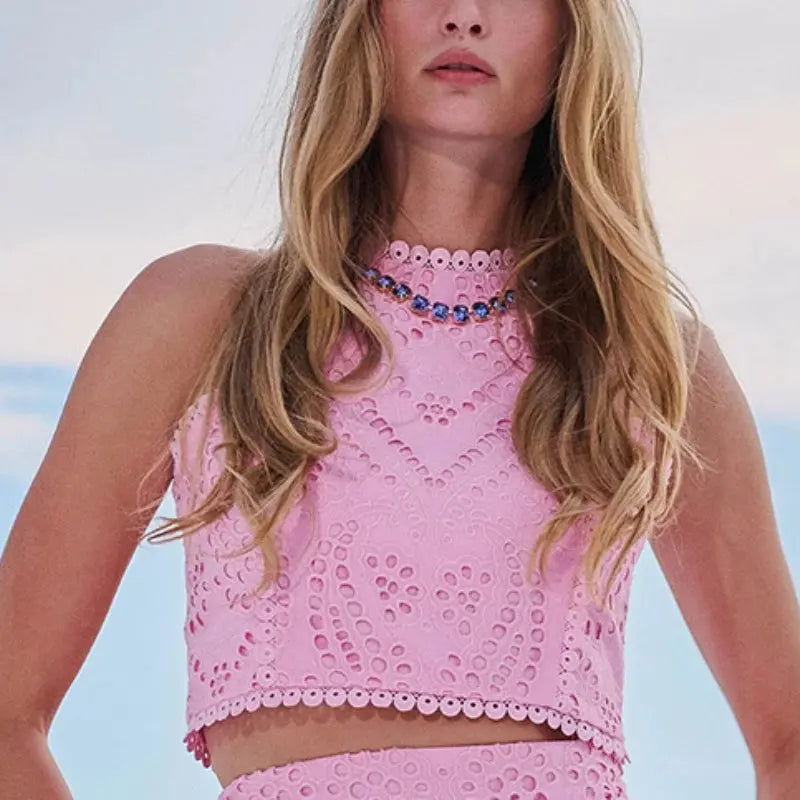 🌿👗2025 neue Produkte🔥 2-teiliges Set aus ärmellosem Top mit Cut-outs und fließendem Rock🌸💖 cetaut