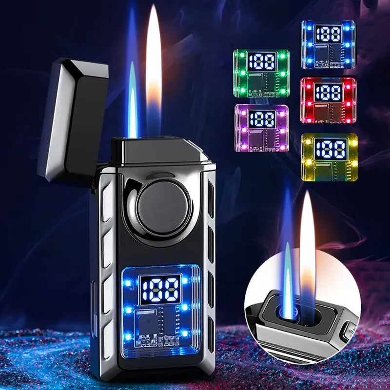 🔥Doppelflammen-Feuerzeug mit LED-Licht – 2 Stück günstiger & ✈️ kostenloser Versand! 💨✨ cetaut