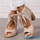 Offene Damen-Schleifen-Sandalen mit klobigem Absatz(👠50 % Rabatt!) cetaut