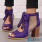 Offene Damen-Schleifen-Sandalen mit klobigem Absatz(👠50 % Rabatt!) cetaut