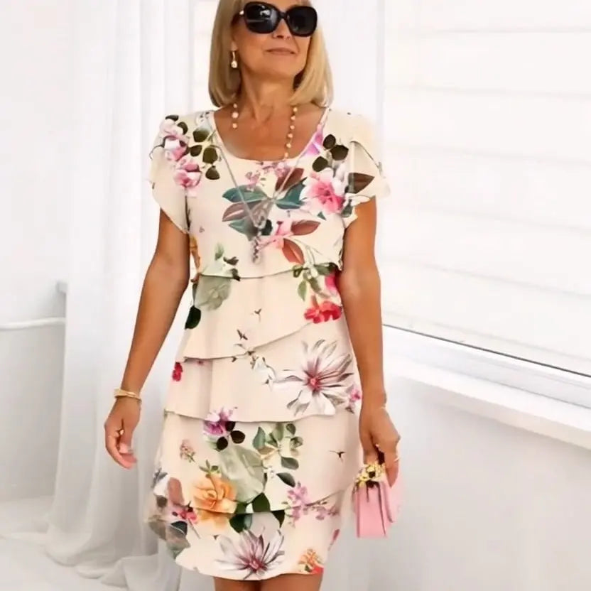 Kaskadenkleid mit Blumenmuster und mehreren Pflanzen cetaut