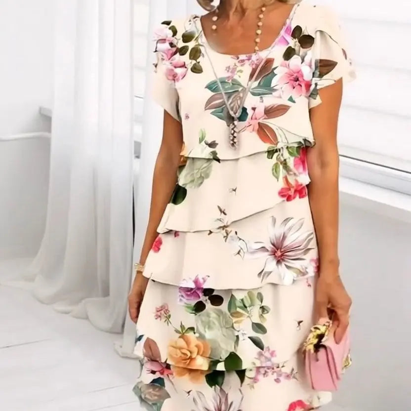 Kaskadenkleid mit Blumenmuster und mehreren Pflanzen cetaut