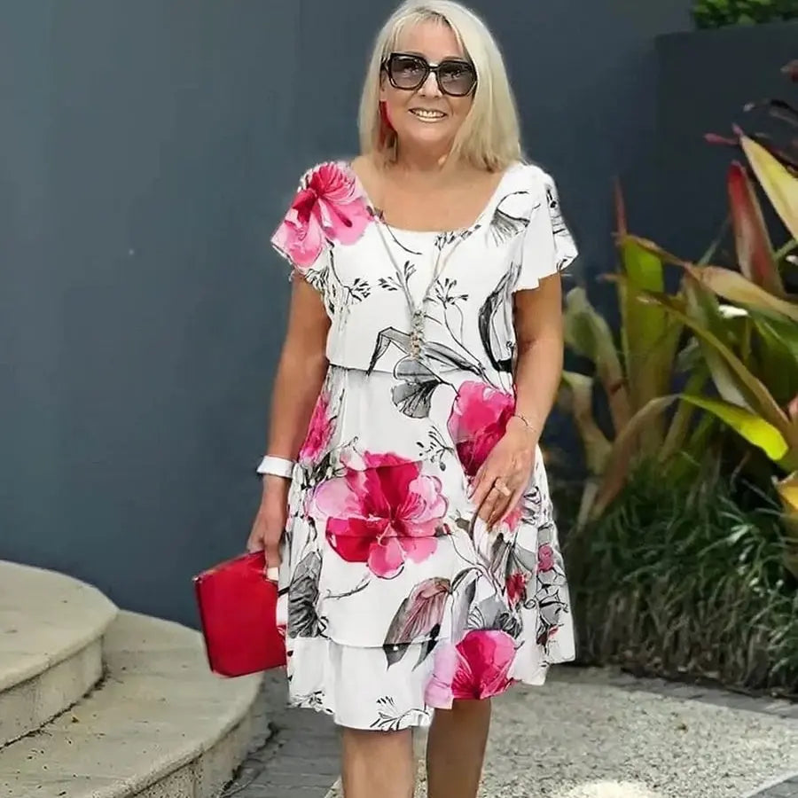 Kaskadenkleid mit Blumenmuster und mehreren Pflanzen cetaut