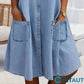 🎁Zeitlich begrenztes Angebot⏳Blaues, schlichtes Minikleid aus Denim mit Kragen und Spitzenbesatz cetaut