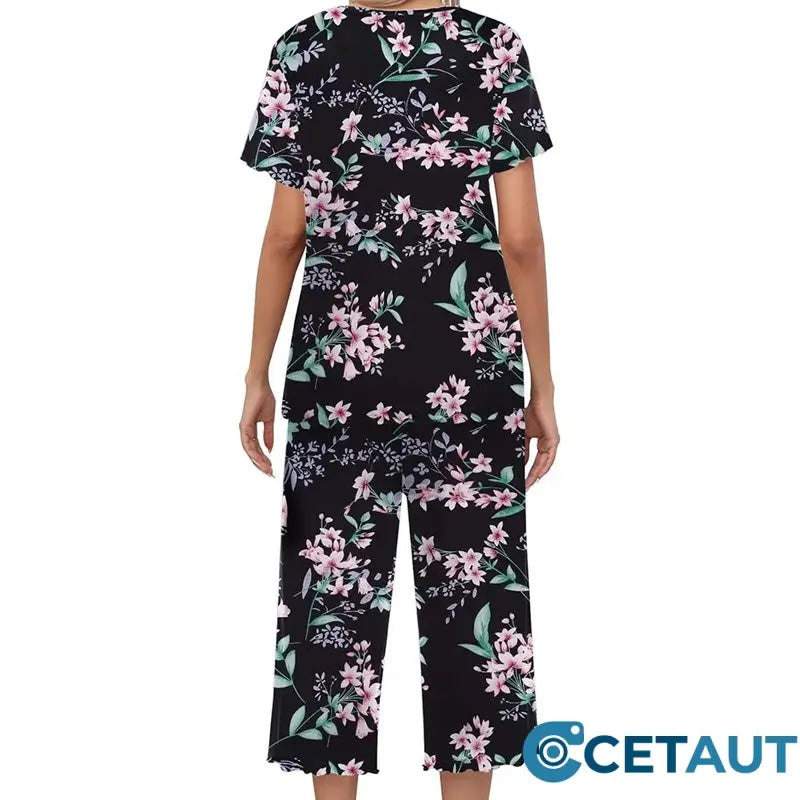 💐Wohlfühlen in Blumenpracht – Dein Alltag, Dein Stil. Damen-Print-Oberteil & Hose Nachtwäsche-Set cetaut