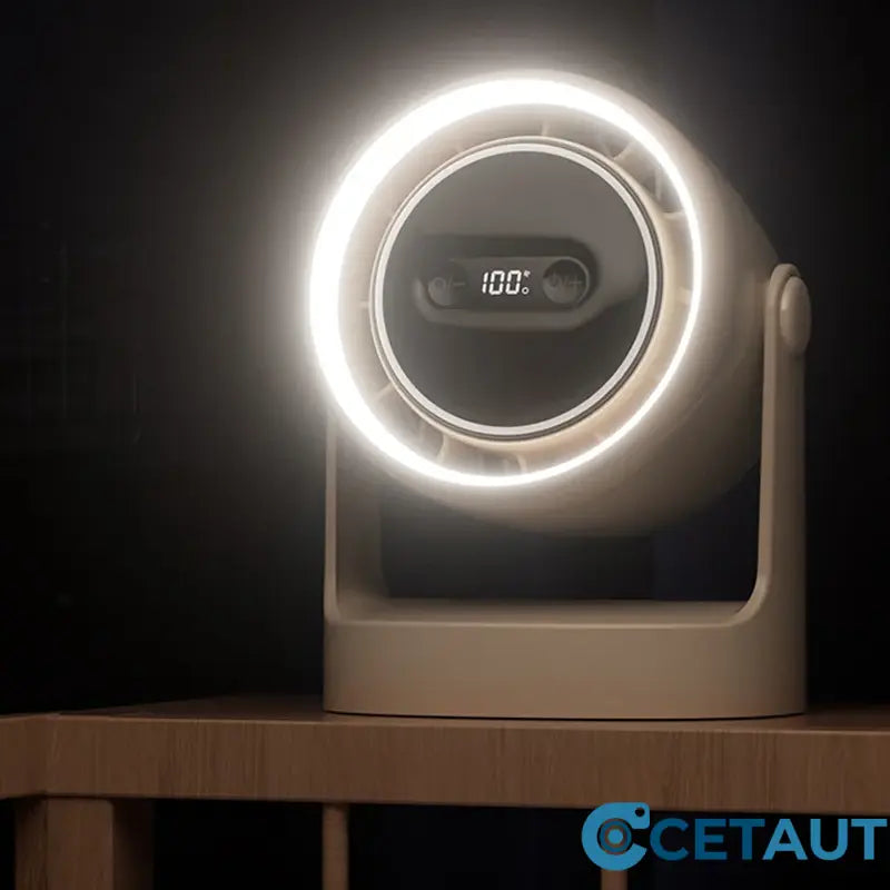 🌬️Leise. Frisch. Immer bereit-3-in-1 LED-Licht & integrierter Aromatherapie-Diffuser leiser Mini-Ventilator cetaut