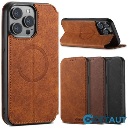 Magnetische Flip-Wallet-Hülle für die iPhone-Serie cetaut