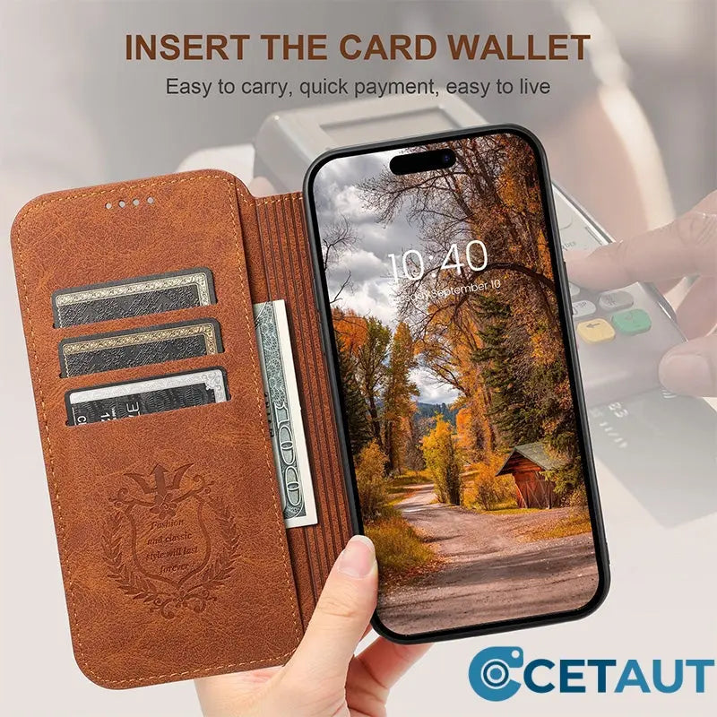Magnetische Flip-Wallet-Hülle für die iPhone-Serie cetaut
