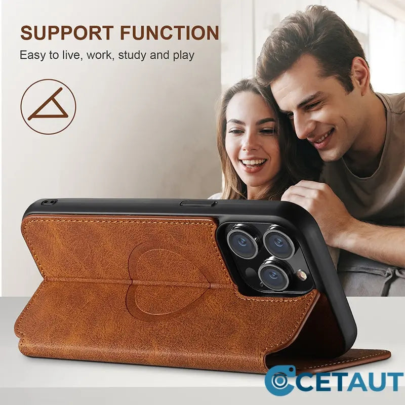 Magnetische Flip-Wallet-Hülle für die iPhone-Serie cetaut