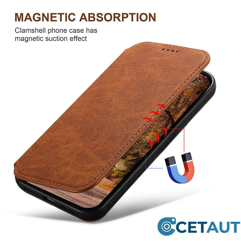 Magnetische Flip-Wallet-Hülle für die iPhone-Serie cetaut