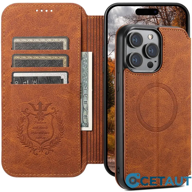 Magnetische Flip-Wallet-Hülle für die iPhone-Serie cetaut