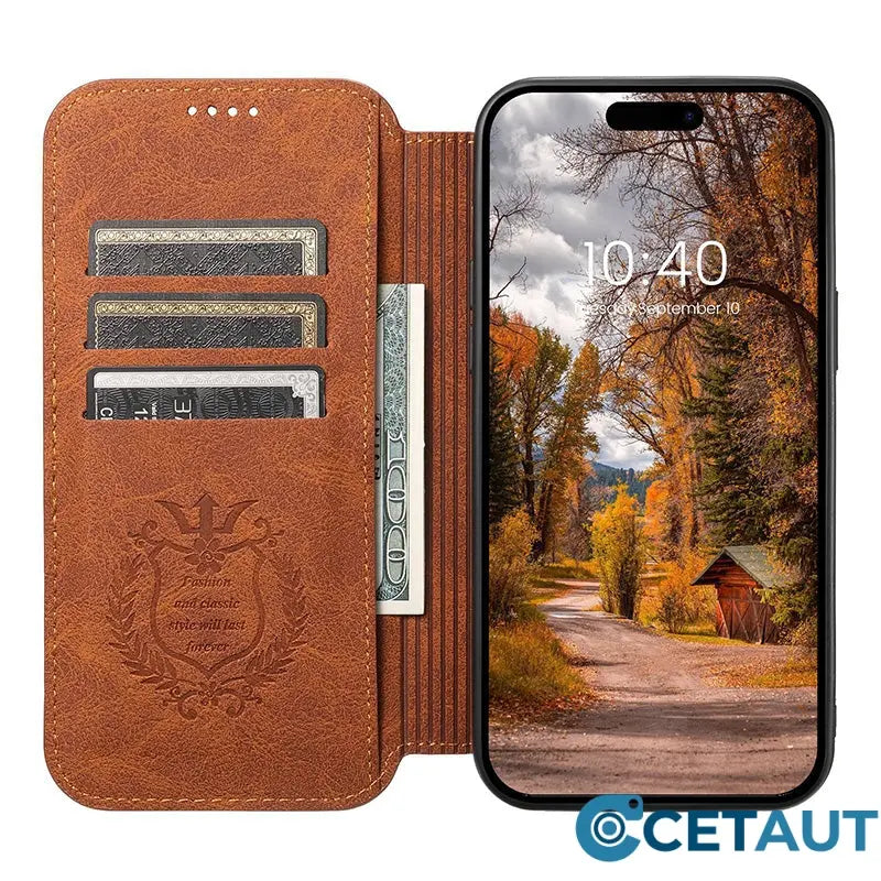 Magnetische Flip-Wallet-Hülle für die iPhone-Serie cetaut