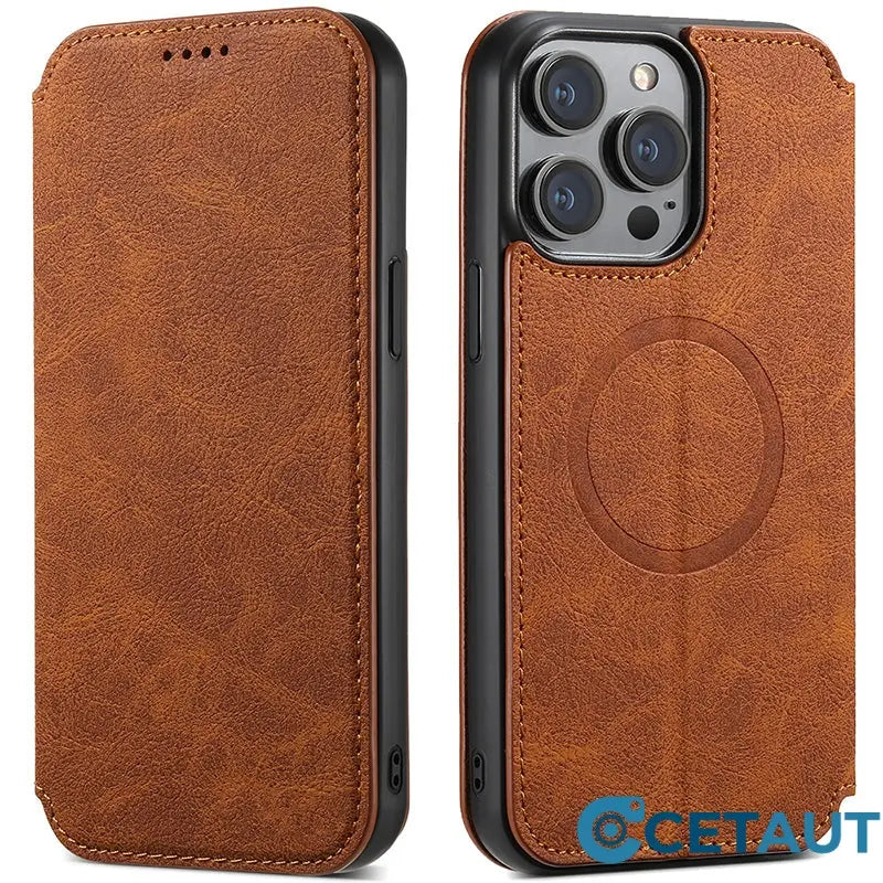 Magnetische Flip-Wallet-Hülle für die iPhone-Serie cetaut