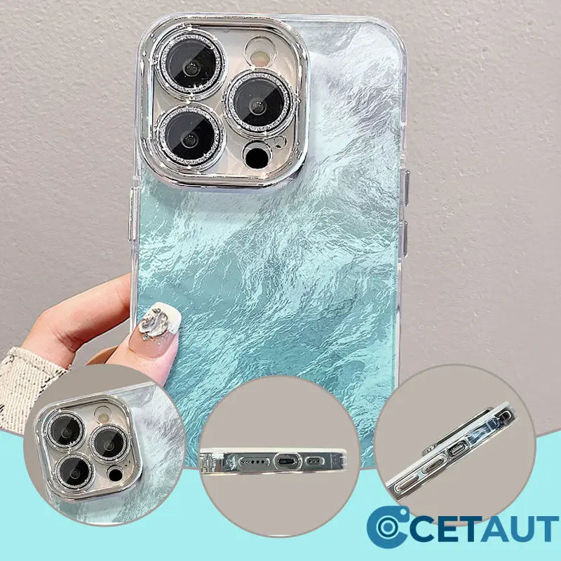 Farbverlauf Handytasche mit Ständer & Kette für iPhone Serie cetaut