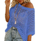 🎁2025 Neuer heißer Verkauf🌈Damen lässig Kurzarm hohl aus Pullover stricken Tops cetaut