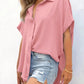 🔥Hot Sale 50% OFF🔥Women's Casual Button Short Sleeve Slit Hem Shirt Solid Color Tops cetaut