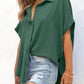 🔥Hot Sale 50% OFF🔥Women's Casual Button Short Sleeve Slit Hem Shirt Solid Color Tops cetaut