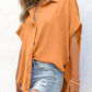 🔥Hot Sale 50% OFF🔥Women's Casual Button Short Sleeve Slit Hem Shirt Solid Color Tops cetaut
