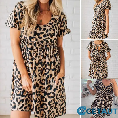 Lässiges Minikleid mit Leopardenmuster für Damen cetaut