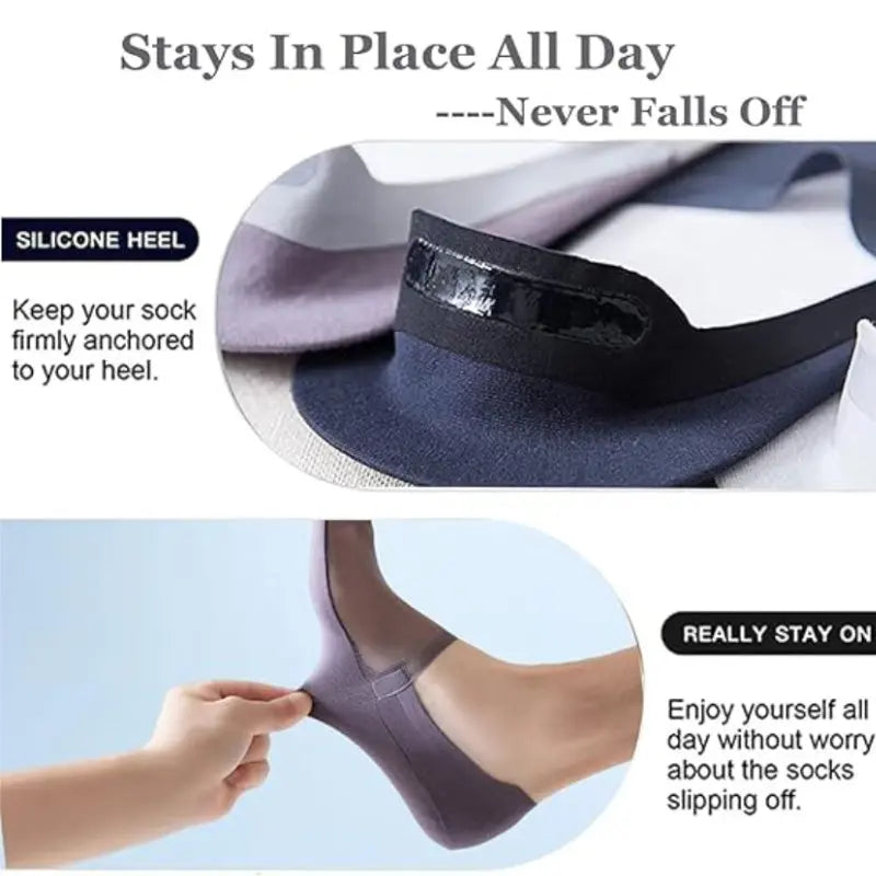 🧦5 Paar Ice-Seiden No-Show Socken – Ultra-dünn, rutschfest & atmungsaktiv für Sneaker & Loafer (50% Rabatt) cetaut