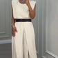 Einfarbiger Jumpsuit mit Rundhalsausschnitt cetaut