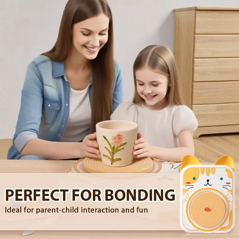 🎨Lufttrocknendes 4-in-1 Kreativ-Set für Kinder: Töpfern ohne Brennen, Malen & Spielen mit süßen Tier-Designs (Katze/Hase/Welpe/Kuh) – Inkl. Werkzeuge, USB-Ladung & Schürze 🐶 cetaut
