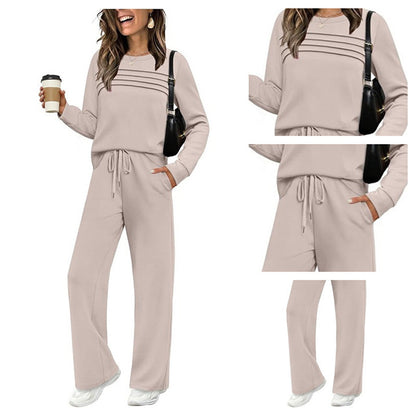 🍂✨Set für Damen mit Rundhals-Top und Kordelzughose⏰Zeitlich begrenzter Verkauf – 50 % RABATT🔥