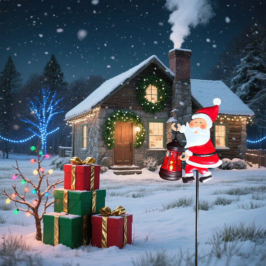 🎅🌲Solarbetriebene Gartenleuchte mit Weihnachtsmannmotiv🎁